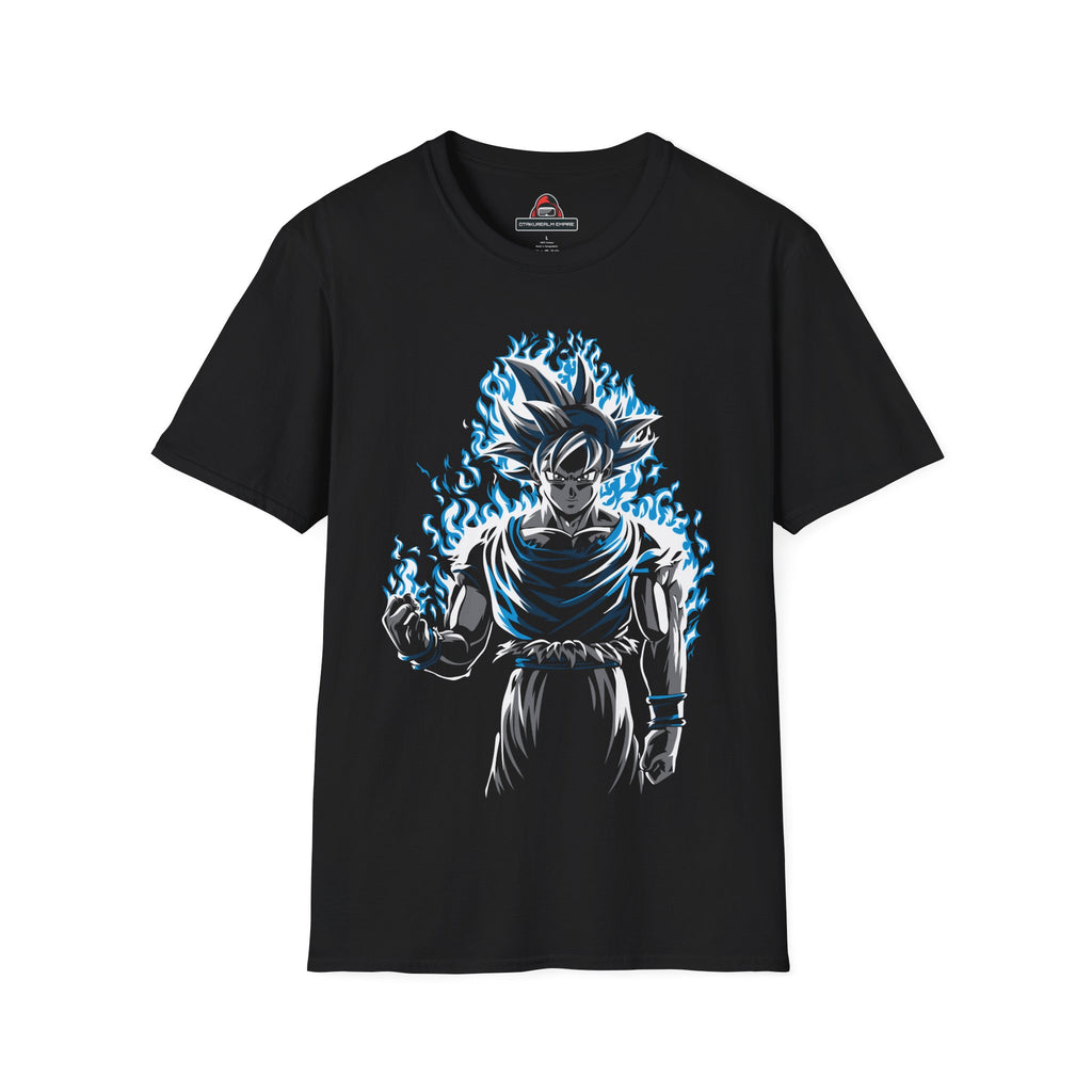 Anime Saiyan Aura T-Shirt – Blue Energy Graphic Tee
