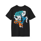 Anime Fusion Warriors T-Shirt – Blue Energy Battle Back Print Graphic Tee