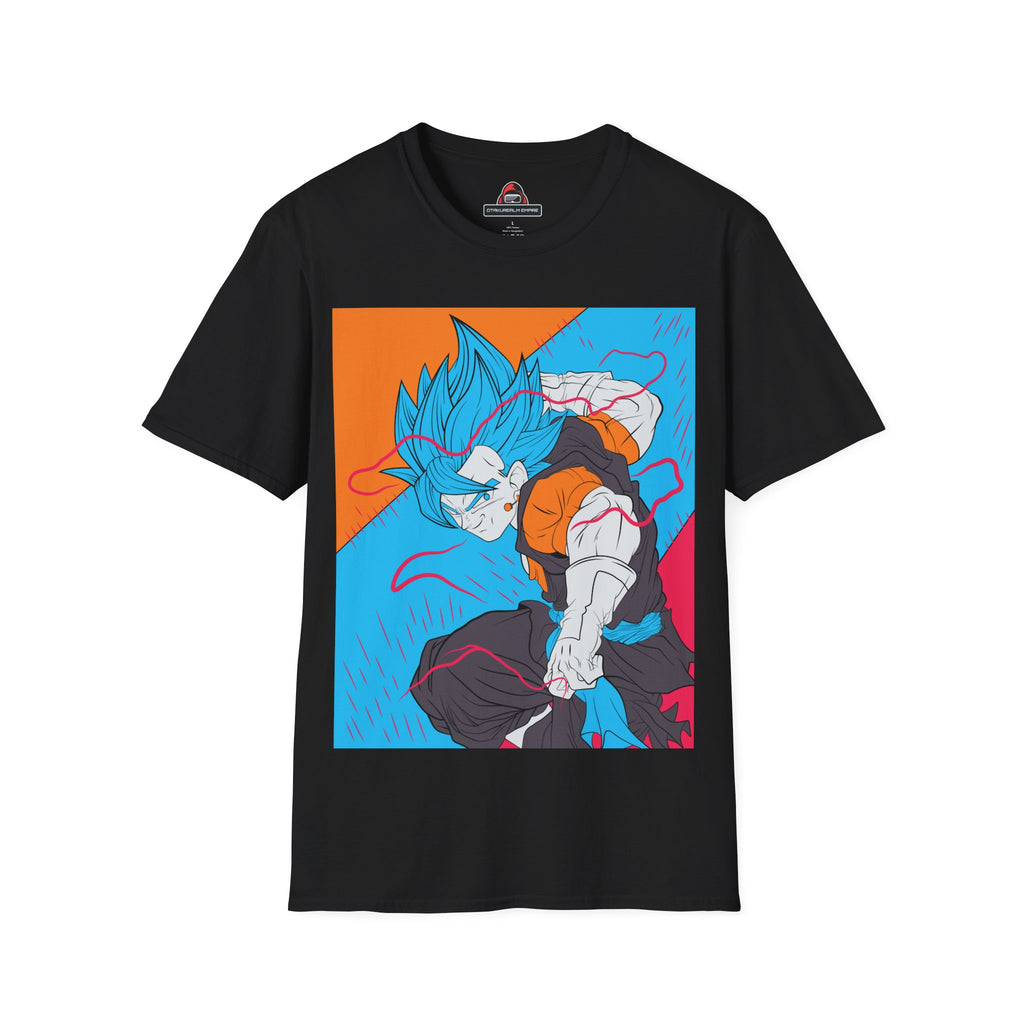 Anime Fusion Power T-Shirt – Blue Aura Warrior Graphic Tee