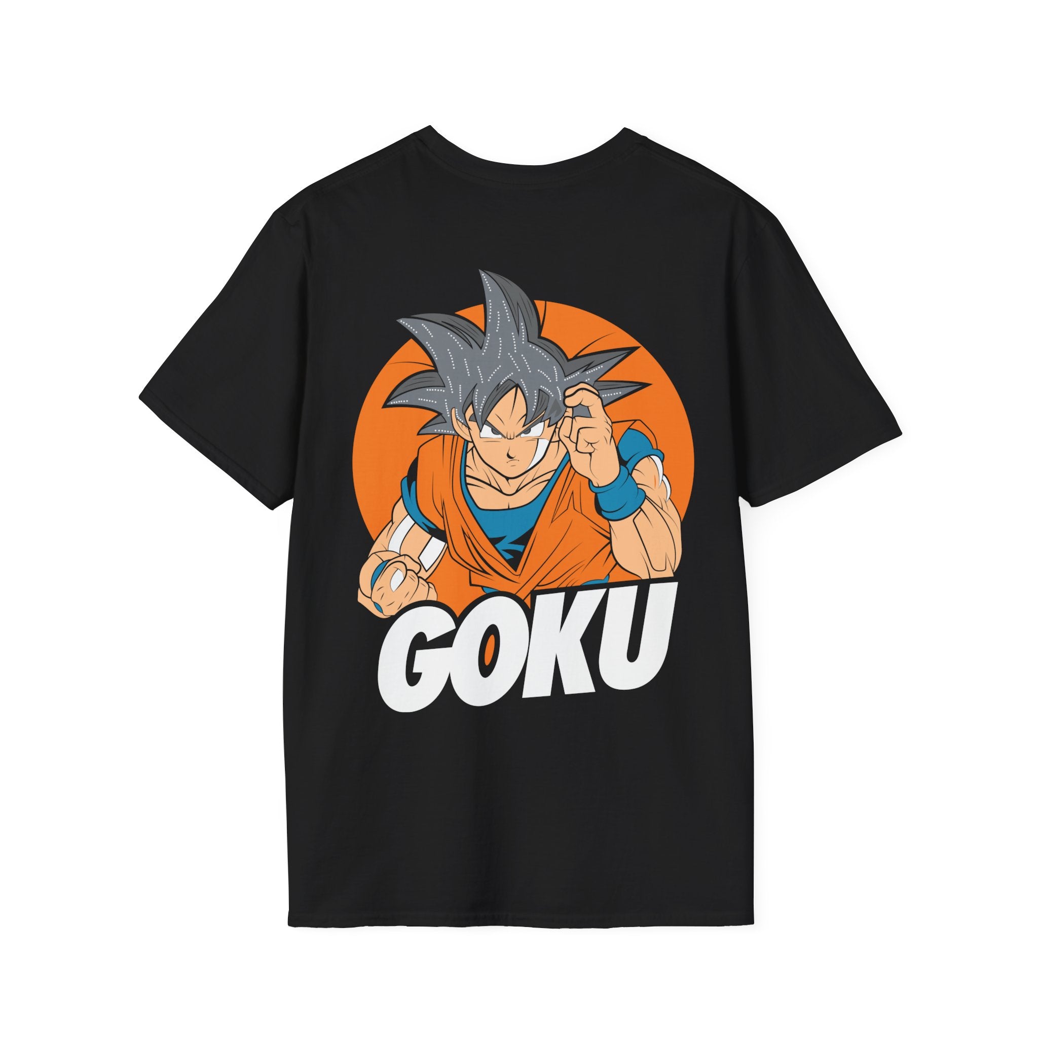 Anime Warrior Power-Up T-Shirt – Orange Back Print Graphic Energy Tee