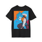 Anime Fusion Power T-Shirt – Blue Aura Warrior Back Print Graphic Tee